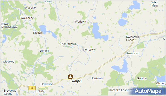 mapa Komalwy, Komalwy na mapie Targeo