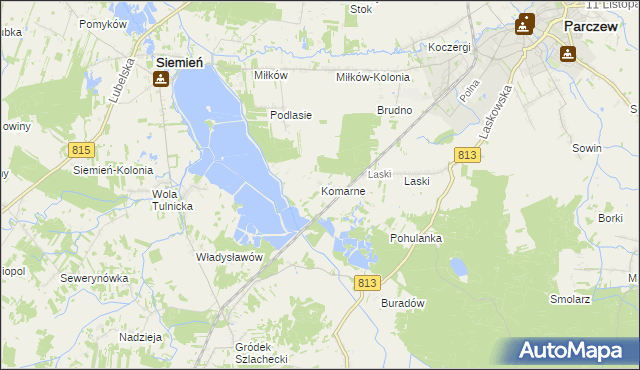 mapa Komarne, Komarne na mapie Targeo