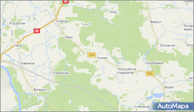mapa Konary gmina Wińsko, Konary gmina Wińsko na mapie Targeo