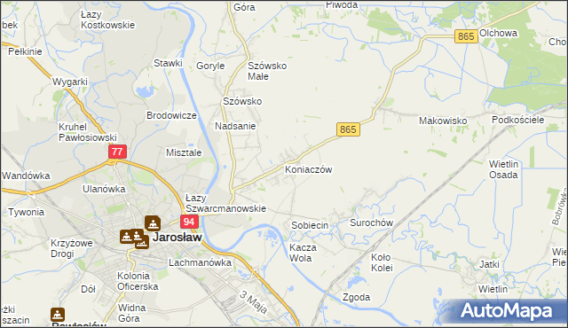 mapa Koniaczów, Koniaczów na mapie Targeo