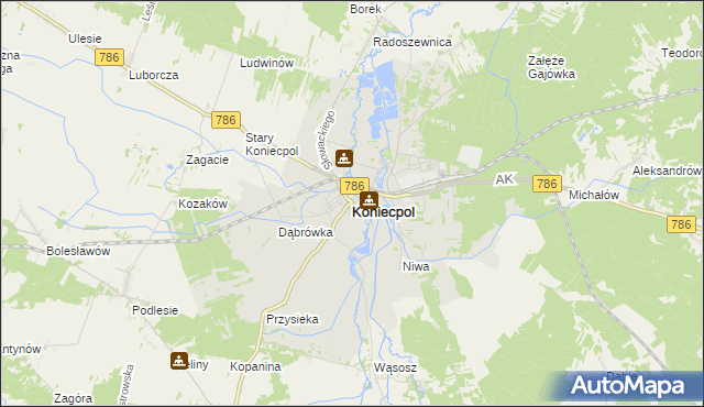 mapa Koniecpol, Koniecpol na mapie Targeo