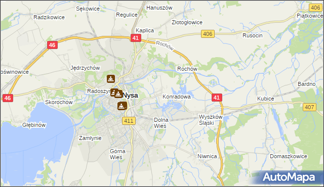 mapa Konradowa, Konradowa na mapie Targeo