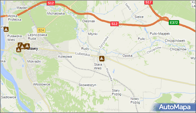 mapa Końskowola, Końskowola na mapie Targeo