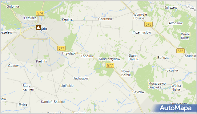 mapa Konstantynów gmina Gąbin, Konstantynów gmina Gąbin na mapie Targeo