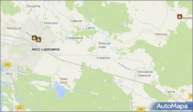 mapa Kopalina gmina Jelcz-Laskowice, Kopalina gmina Jelcz-Laskowice na mapie Targeo