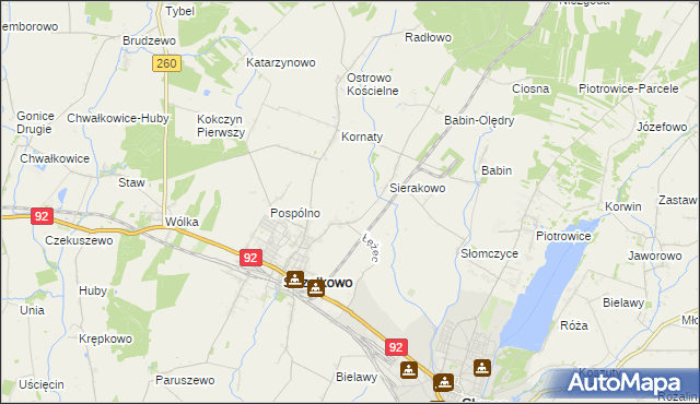 mapa Kornaty-Huby, Kornaty-Huby na mapie Targeo