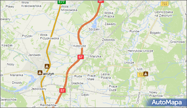 mapa Korzeniówka gmina Tarczyn, Korzeniówka gmina Tarczyn na mapie Targeo