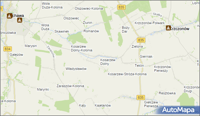 mapa Kosarzew Dolny, Kosarzew Dolny na mapie Targeo