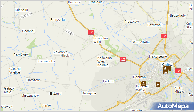 mapa Kościelna Wieś Kolonia, Kościelna Wieś Kolonia na mapie Targeo