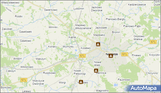 mapa Kosewo gmina Nasielsk, Kosewo gmina Nasielsk na mapie Targeo