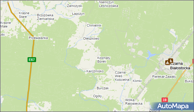 mapa Kosmaty Borek, Kosmaty Borek na mapie Targeo