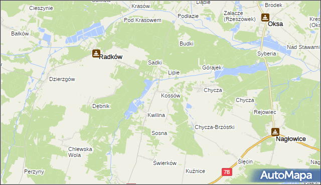 mapa Kossów, Kossów na mapie Targeo