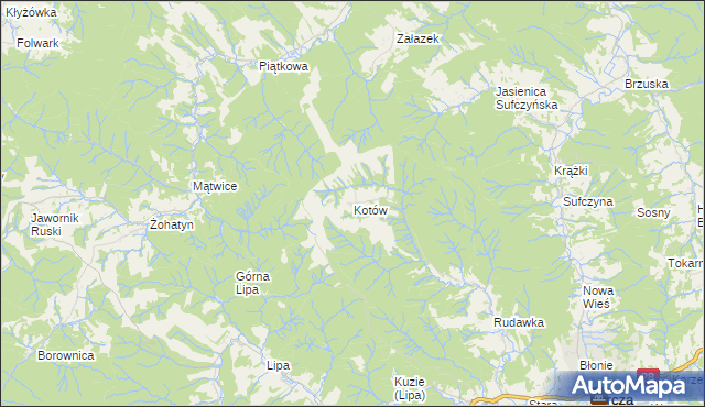 mapa Kotów gmina Bircza, Kotów gmina Bircza na mapie Targeo