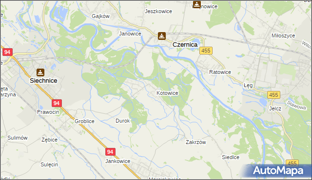 mapa Kotowice gmina Siechnice, Kotowice gmina Siechnice na mapie Targeo