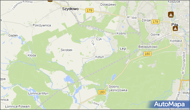 mapa Kotuń gmina Szydłowo, Kotuń gmina Szydłowo na mapie Targeo