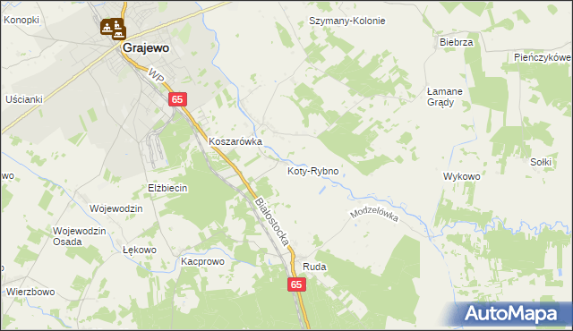 mapa Koty-Rybno, Koty-Rybno na mapie Targeo