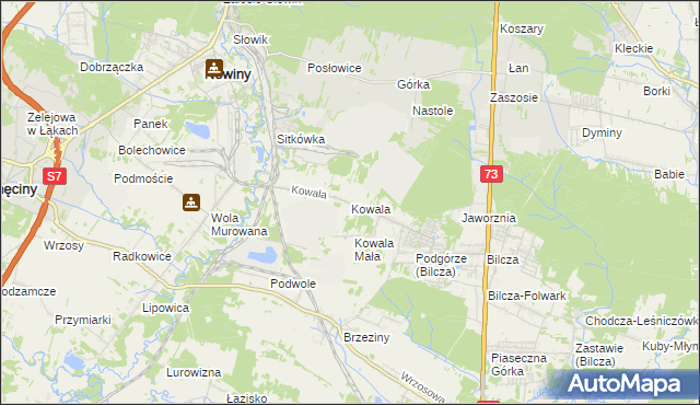 mapa Kowala gmina Sitkówka-Nowiny, Kowala gmina Sitkówka-Nowiny na mapie Targeo