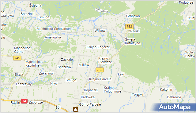 mapa Krajno Pierwsze, Krajno Pierwsze na mapie Targeo