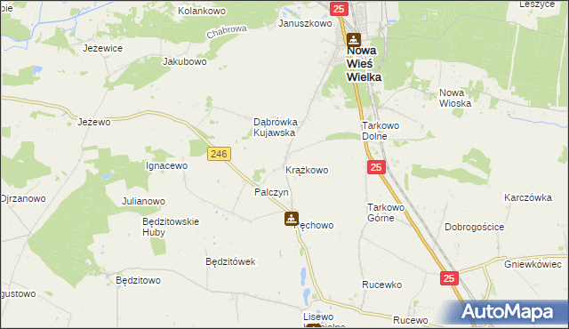 mapa Krążkowo gmina Złotniki Kujawskie, Krążkowo gmina Złotniki Kujawskie na mapie Targeo