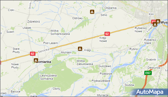 mapa Kręgi gmina Somianka, Kręgi gmina Somianka na mapie Targeo