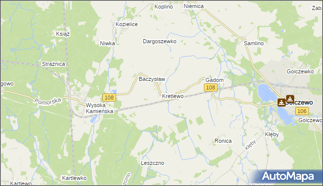 mapa Kretlewo, Kretlewo na mapie Targeo