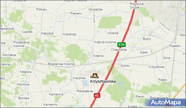 mapa Krężna, Krężna na mapie Targeo