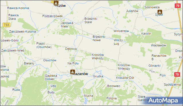 mapa Kroczów Większy, Kroczów Większy na mapie Targeo