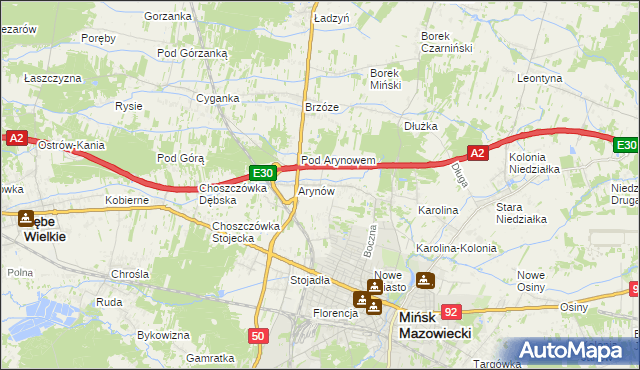 mapa Królewiec gmina Mińsk Mazowiecki, Królewiec gmina Mińsk Mazowiecki na mapie Targeo