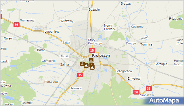 mapa Krotoszyna, Krotoszyn na mapie Targeo