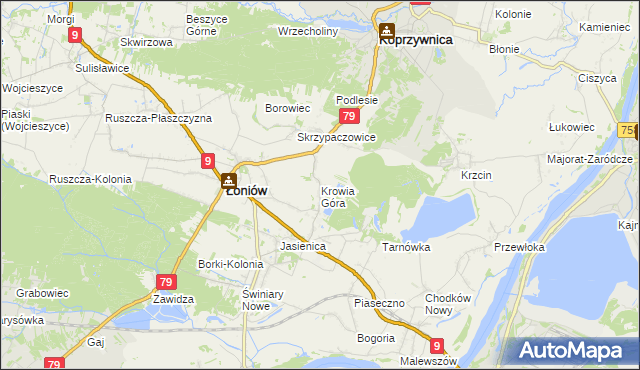 mapa Krowia Góra, Krowia Góra na mapie Targeo