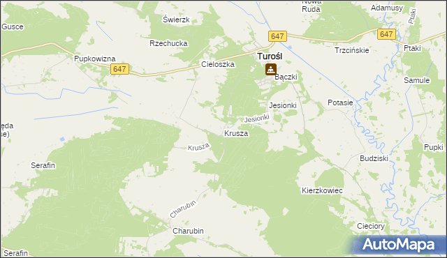 mapa Krusza, Krusza na mapie Targeo