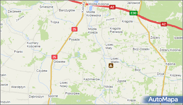 mapa Kruszyna gmina Stare Miasto, Kruszyna gmina Stare Miasto na mapie Targeo