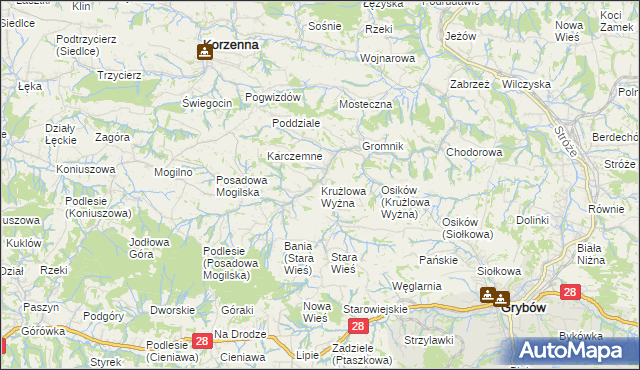 mapa Krużlowa Wyżna, Krużlowa Wyżna na mapie Targeo