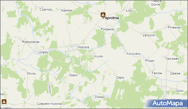 mapa Krynki gmina Paprotnia, Krynki gmina Paprotnia na mapie Targeo