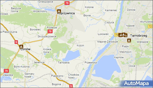 mapa Krzcin, Krzcin na mapie Targeo