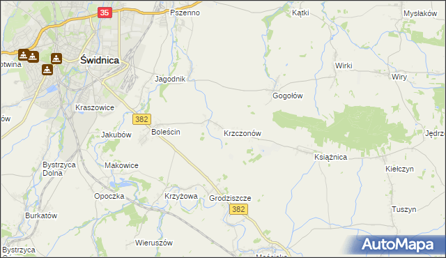 mapa Krzczonów gmina Świdnica, Krzczonów gmina Świdnica na mapie Targeo