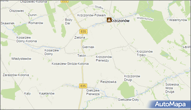 mapa Krzczonów Pierwszy, Krzczonów Pierwszy na mapie Targeo