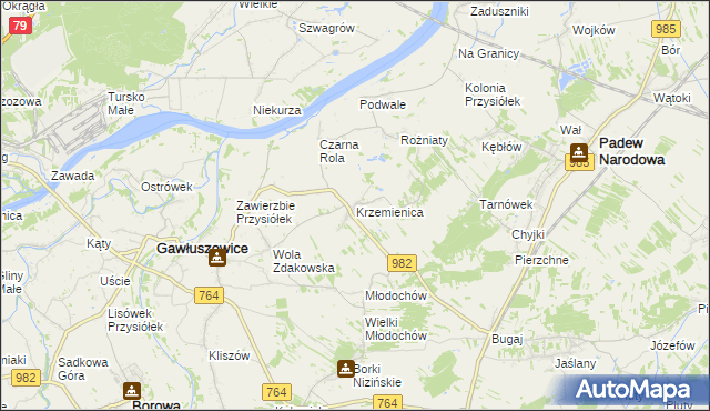 mapa Krzemienica gmina Gawłuszowice, Krzemienica gmina Gawłuszowice na mapie Targeo