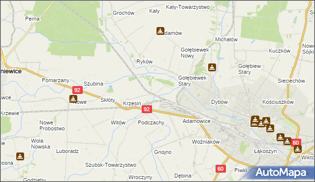 mapa Krzesinówek, Krzesinówek na mapie Targeo