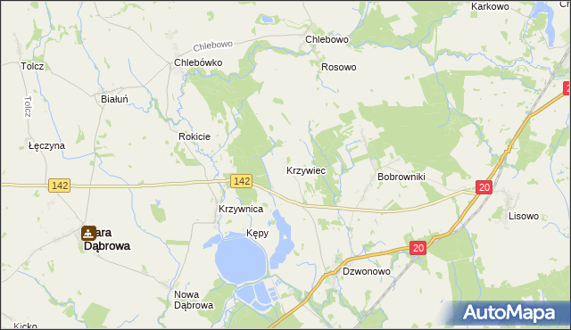 mapa Krzywiec gmina Marianowo, Krzywiec gmina Marianowo na mapie Targeo