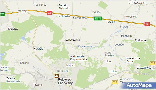 mapa Krzywowola, Krzywowola na mapie Targeo