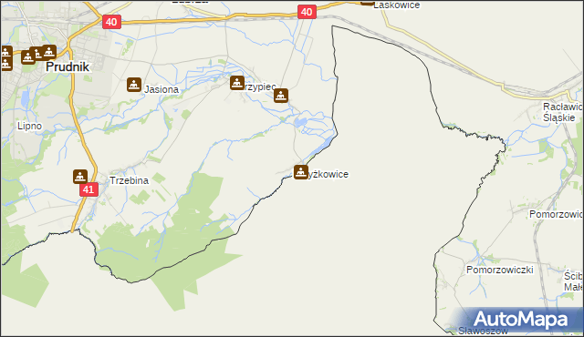 mapa Krzyżkowice, Krzyżkowice na mapie Targeo