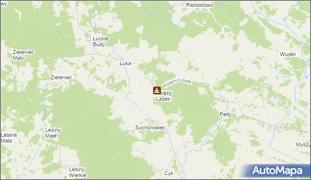 mapa Księży Lasek, Księży Lasek na mapie Targeo