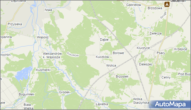 mapa Kuczków gmina Secemin, Kuczków gmina Secemin na mapie Targeo