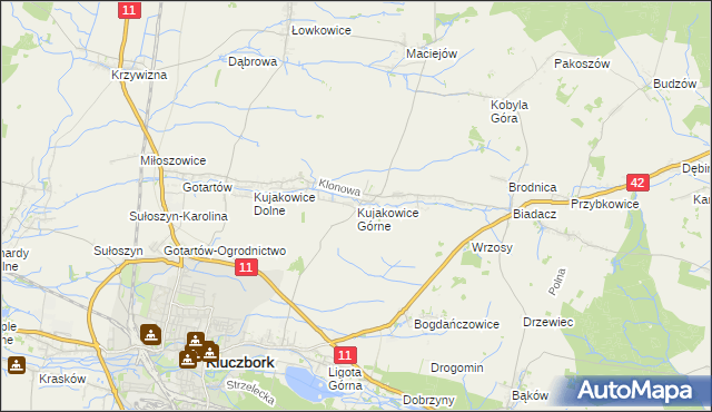 mapa Kujakowice Górne, Kujakowice Górne na mapie Targeo