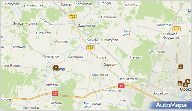 mapa Kunice gmina Sławno, Kunice gmina Sławno na mapie Targeo