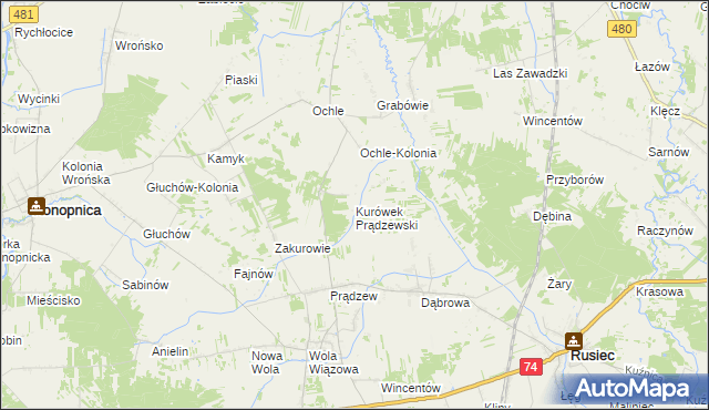 mapa Kurówek Prądzewski, Kurówek Prądzewski na mapie Targeo