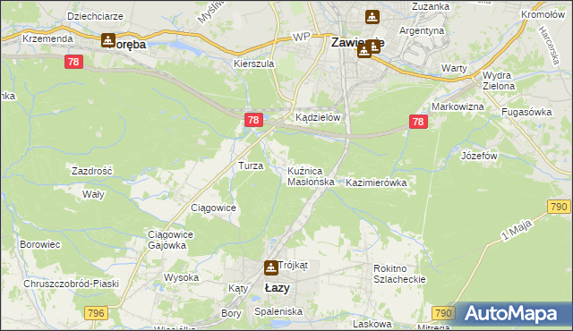 mapa Kuźnica Masłońska, Kuźnica Masłońska na mapie Targeo