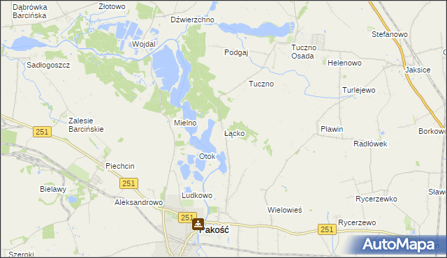 mapa Łącko gmina Pakość, Łącko gmina Pakość na mapie Targeo