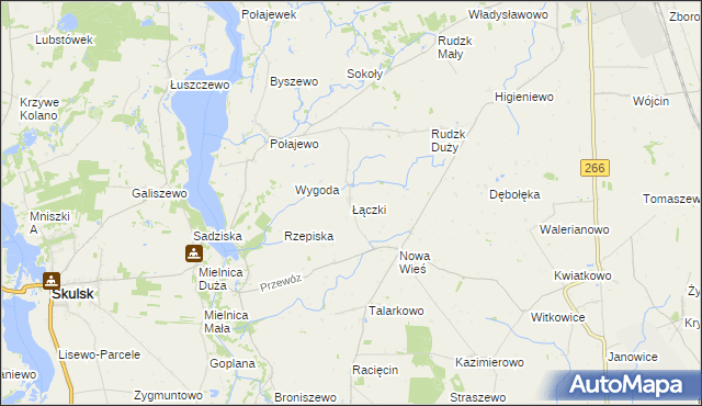 mapa Łączki gmina Piotrków Kujawski, Łączki gmina Piotrków Kujawski na mapie Targeo